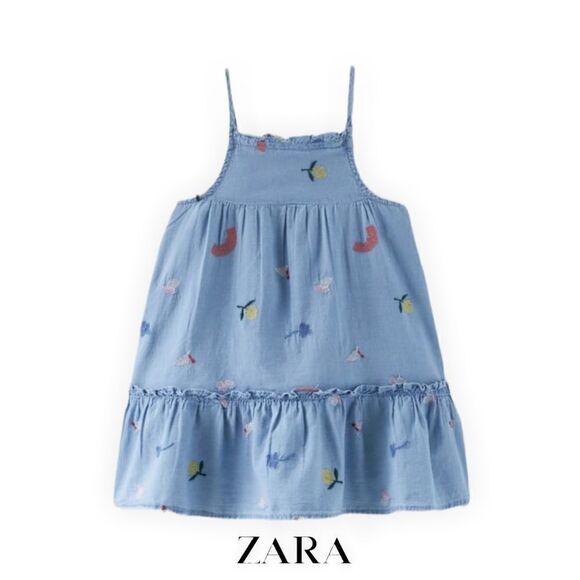 ZARA Kids | Blue | EMBROIDERED DENIM DRESS LIMITED EDITION - Picture 2 of 8